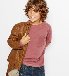 Boys Haircuts Long Hair, Boy Haircuts Long, Latest Haircuts, Faux Leather Biker Jacket, Boys With Curly Hair, Kids Hair Cuts, Boys Long Hairstyles, Teen Hairstyles