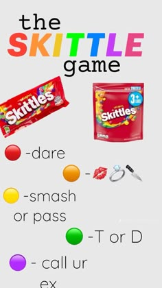 the skittle game is shown with candy, candies and other things to do