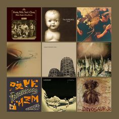 several different album covers are shown together