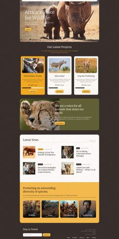 the landing page for an animal rescue website, which is designed to look like a rhino and