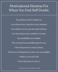 Doubt Quotes, Hidden Knowledge, Believe In Yourself Quotes, Positive Mantras, Daily Mantra, Meditation Mantras, Morning Meditation, Morning Affirmations, Positive Self Affirmations