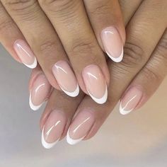 Pink Stiletto Nails, Nail Art French, White French Nails, Fake Nails White, Valentine Nails, Nagel Tips, French Nail Art, Manicure Diy, Fake Nails With Glue