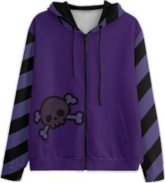 Casual Cotton Hooded Jacket For Halloween, Cotton Hooded Outerwear With Anime Print, Casual Anime Print Sweatshirt For Halloween, Casual Halloween Anime Print Sweatshirt, Casual Anime Print Hoodie For Halloween, Casual Halloween Anime Print Hoodie, Harajuku Style Cotton Hooded Hoodie, Cotton Long Sleeve Hooded Jacket For Halloween, Purple Long Sleeve Halloween Hoodie