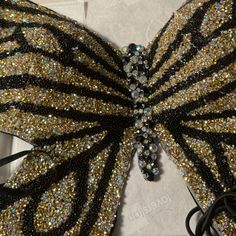 Festival Rave Butterfly Rhinestone Bra Top Hand Beaded Brand New Custom Unique Rhinestone Bra Top, Butterfly Bra, Bead Bra, Beaded Tie, Butterfly Rhinestone, Rhinestone Bra, Beaded Top, How To Make Clothes, Sewing Diy