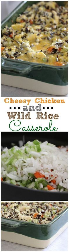 cheesy chicken and wild rice casserole is an easy dinner recipe that's ready in under 30 minutes