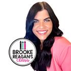 a woman with long black hair smiling and holding up a badge that says brooke reagan's club