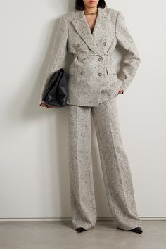 Altuzarra's 'Laski' pants are neatly woven and subtly flecked with glistening sequins, just like the matching 'Hattson' blazer in our edit. They're designed to sit high on your waist and have pressed creases that create the illusion of longer proportions through the wide legs. Saturday Outfit, Corporate Fashion, Pantsuits For Women, Luxury Women Fashion, Pants Suit, Pant Suit, Wide Legs, Office Outfits