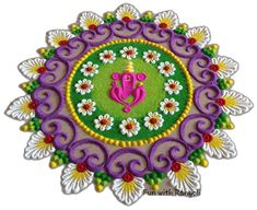 an image of a colorful design with flowers on the bottom and a gandap in the middle