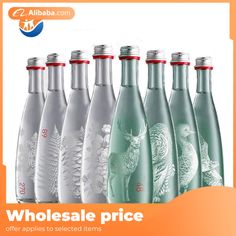 the bottles have different designs on them and are available in various colors, shapes, and sizes