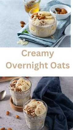 creamy overnight oats with almonds and honey