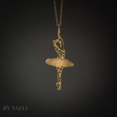 Ballerina necklace - The unique pendant features the silhouette of a ballerina with intricate zig zag details and a solid tutu that is hard to miss. ★ Comes in our signature gift box, ready for gift giving.  ★ Available in Gold [18k gold-filled chain & 18k gold plated brass pendant]  ★ Pendant size is:2.3"x 1" (58 x 28mm) Thanks for shopping at ByYaeli♥  All images, texts & products are property of ByYaeli ©2018 Jewels Ballet, Ballet Necklace, Ballet Jewelry, Plane Necklace, Dancer Necklace, Ballerina Necklace, Dancer Necklace Pendants, Airplane Necklace, Eiffel Tower Necklace