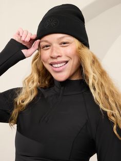 FOR: Layering up to and from your workout FEEL: COOLMAX® fibers help keep you cool and dry FAVE: Easily transitions from workout to everyday wear. Beanie Black, Bra Dress, Head Start, Swim Accessories, Keep Your Cool, Dress Accessories, Jacket Tops, Women's Accessories, Layering