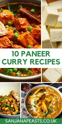 10 paneer curry recipes with text overlay