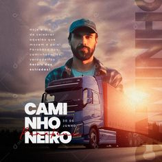 a man standing in front of a semi truck with the words cami nio nero on it