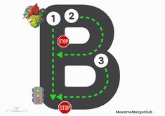 the letter b is made up of roads and traffic lights with cars going through it