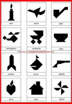 different types of shapes and sizes of the shape of houses in spanish, with pictures on them