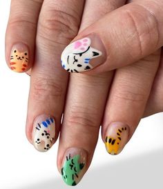 Nail Art Designs For Kids, Cat Nail Art Designs, Stamp Nails, Cat Nail Art, Korean Nail, Cat Nail, Korean Nail Art, Korean Nails, Dog Nails