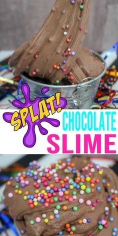 chocolate slime cake with sprinkles on top