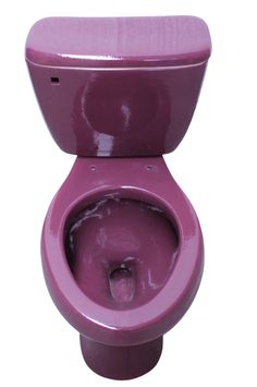 a purple toilet with the lid up and its seat down, in front of a white background