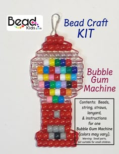 bead craft kit bubble gum machine ornament with beads and stringing instructions