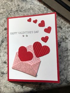 valentine's day card with envelope and hearts