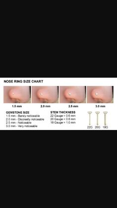 the nose ring size chart is shown in three different positions, including one for each child