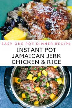 the instant pot jamaican jelk chicken and rice is ready to be eaten in an instant pot