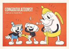 an image of cartoon characters with congratulations written on the front and back side of them