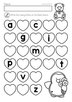 valentine's day worksheet for kids to practice letter recognition and matching letters