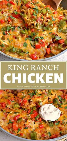 the king ranch chicken casserole has been cooked and is ready to be eaten