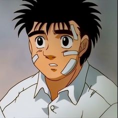 an anime character with black hair and white shirt