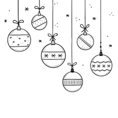 christmas ornaments hanging from strings with stars and snowflakes in the sky behind them