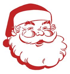 a santa claus face with red hair and beard