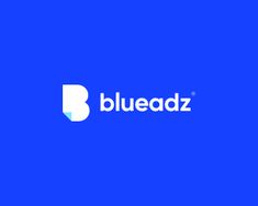 blueadz logo on a dark blue background with the word b in white letters