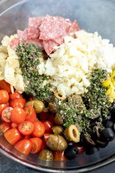 a bowl filled with different types of food