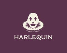 the logo for harlequinn, a clown's head with an open mouth