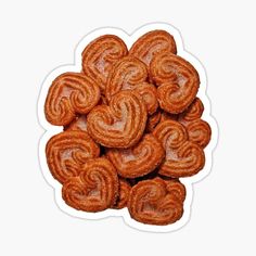 a pile of cinnamon buns on a white background sticker with the words, donuts