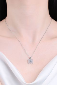 1 Carat Moissanite Square Pendant Chain Necklace - Necklaces - FITGGINS Stones Craft, Stone Properties, Moissanite Necklace, Moissanite Earrings, Moissanite Jewelry, Square Pendant, Outfit Look, 3 Carat, Style Minimalist