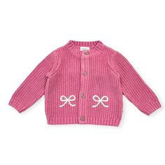 100% organic cotton long-sleeve baby cardigan sweater, chunky knit, cute slouchy fit, and featuring bows embroidery in the front and back. - Breathable organic cotton, comfy and cozy. - Eco-friendly, chemical-free, and non-toxic, good for baby's delicate skin. - Machine washable, durable and long-lasting. - Ethically produced in India, supporting better livelihoods for small grower farmers. Viverano baby clothing is known for its soft hand feel and high quality. Pamper your precious babies with Sweater Chunky, Kimono Sweater, Toddler Sweater, Blouse Tank Top, American Brand, Baby Cardigan, Baby Sweaters, New Tops