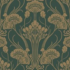 sample nouveau damask wallpaper in green and gold from the deco collection by antonina vella for york wallcoverings 1 Papier Peint Art Nouveau, Art Nouveau Wallpaper, Motifs Art Nouveau, Design Art Nouveau, Wallpaper Warehouse, Green Art Deco, Wallpaper Textured, Deco Wallpaper, York Wallpaper