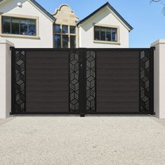 a modern gate in front of a house