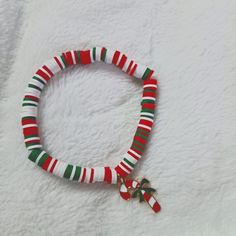 Just In Time For Christmas: Please Message For The Bracelet Choice: -Red Snowflake Stocking Bracelets - Candy Cane Bracelets Size Of Bracelets On Last Photo Cute Christmas Clay Bead Bracelets, Christmas Clay Bead Bracelet Ideas, Christmas Clay Bead Bracelets, Snowflake Stocking, Christmas Core