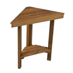 a small wooden table with one shelf on the side