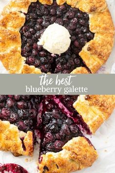 the best blueberry galette pie with ice cream on top is ready to be eaten