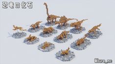 a bunch of legos that are sitting in the snow with some animals on them