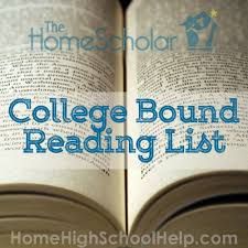 an open book with the words college bound reading list in blue on top of it