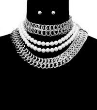 Three Layered Choker Necklaces Pearl, Layered Pearl Necklace, Pearl Necklaces