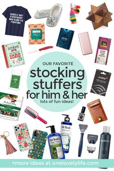 the words our favorite stocking stuff offers for him and her lots of fun ideas