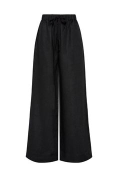 Black Linen Pants, Linen Drawstring Pants, Summer Linen, Wide Leg Linen Pants, Faithfull The Brand, Elastic Waist Pants, Black Linen, Okinawa, Linen Women