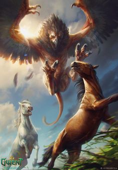 Archgriffin Art from Gwent: The Witcher Card Game #art #artwork #gaming #videogames #gamer #gameart #illustration #thewitcher Witcher Monsters, Witcher Art, Fantasy Posters, Playstation Games, Fantasy Monster, An Eagle